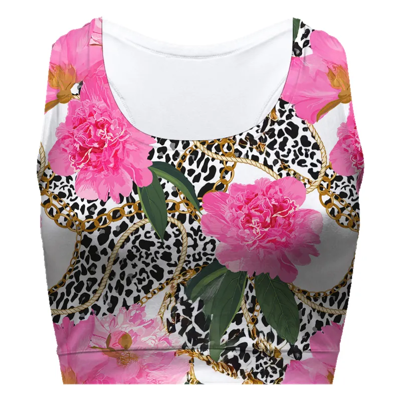 Leopard Flowers Sport Bra