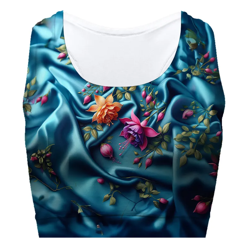 Satin Flowers Sport Bra