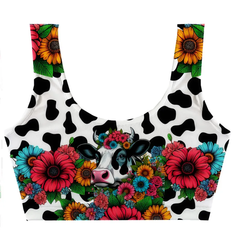 Cow Pop Art Crop Top