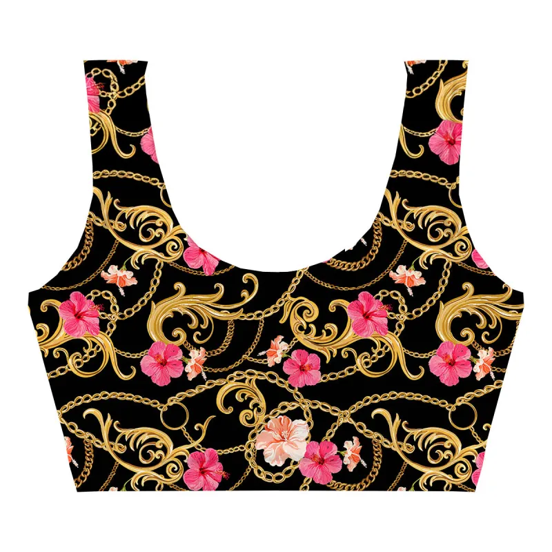 Flower Gold Chain Crop Top