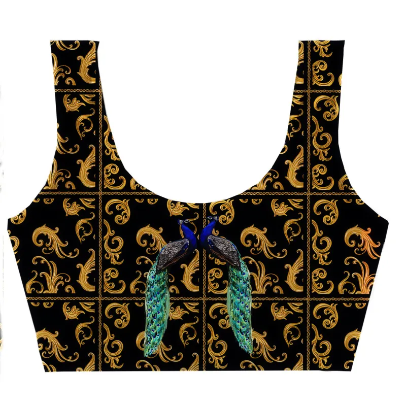 Golden Peacock Crop Top