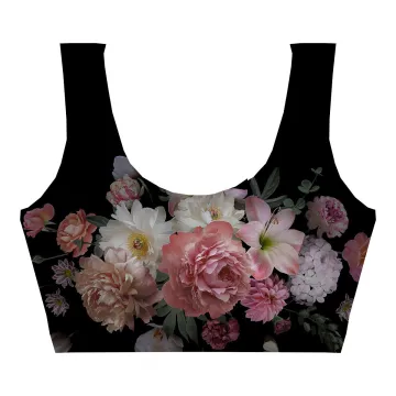 Roses In Black Crop Top