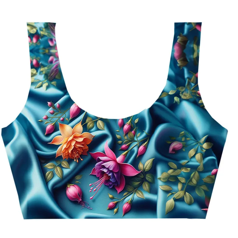 Satin Flowers Crop Top