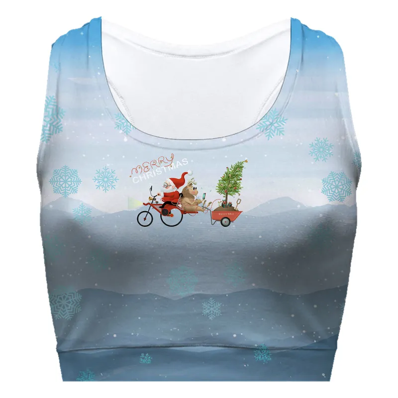 Christmas Ride Sport Bra