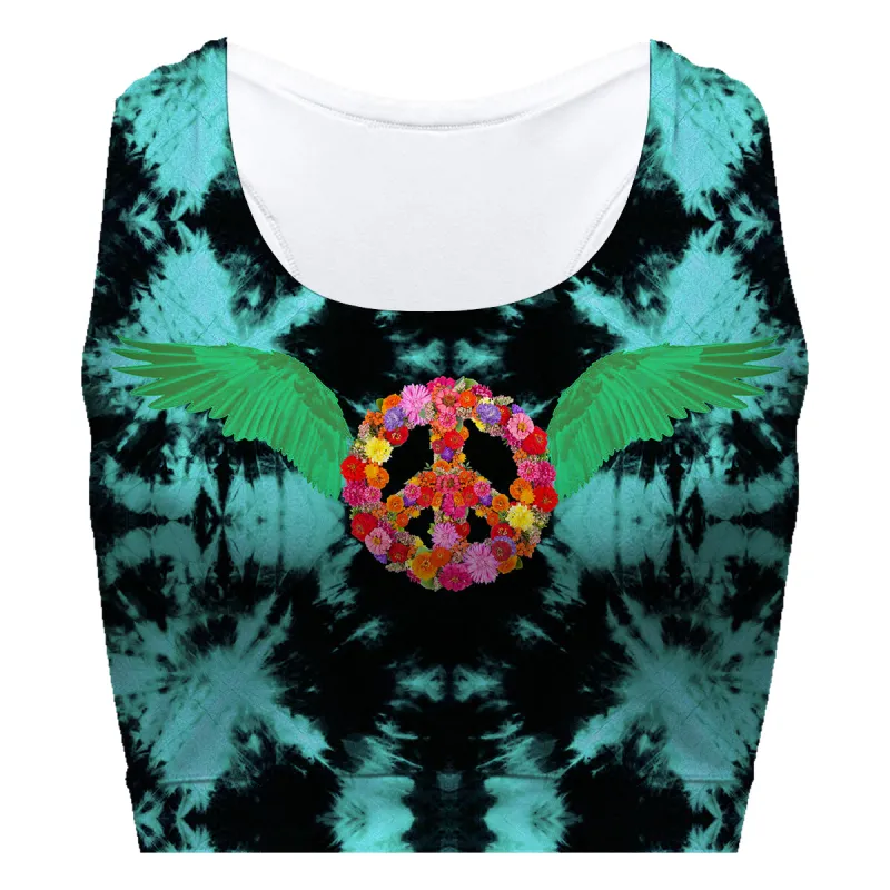 Peace Wings Green Sport Bra