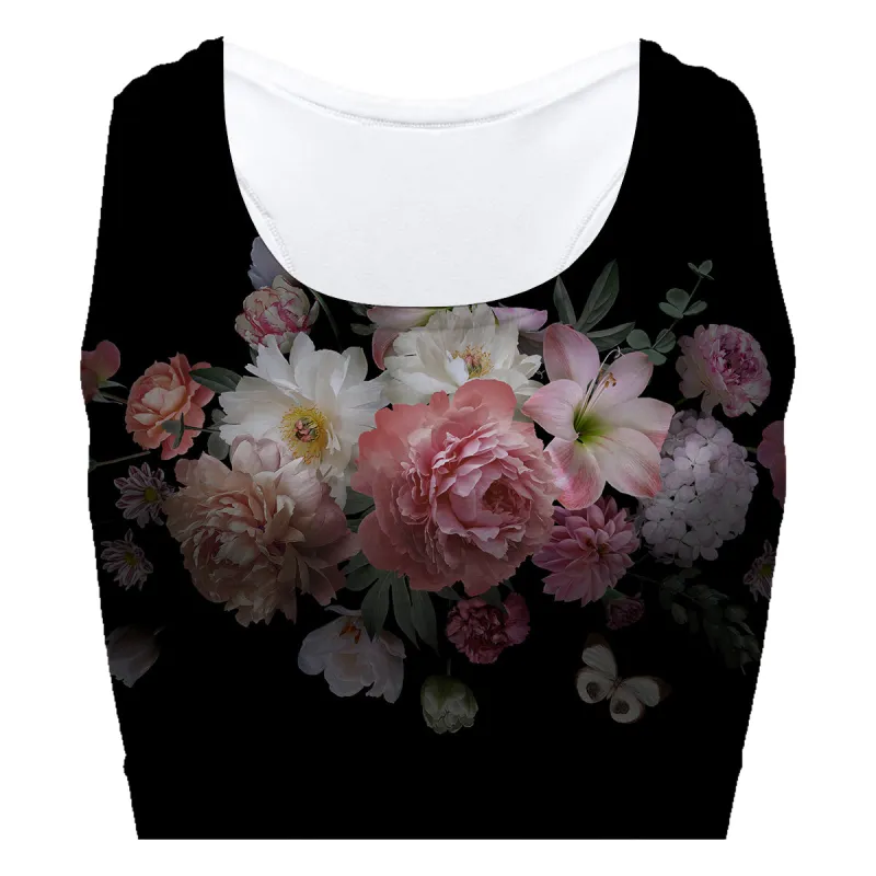 Roses In Black Sport Bra