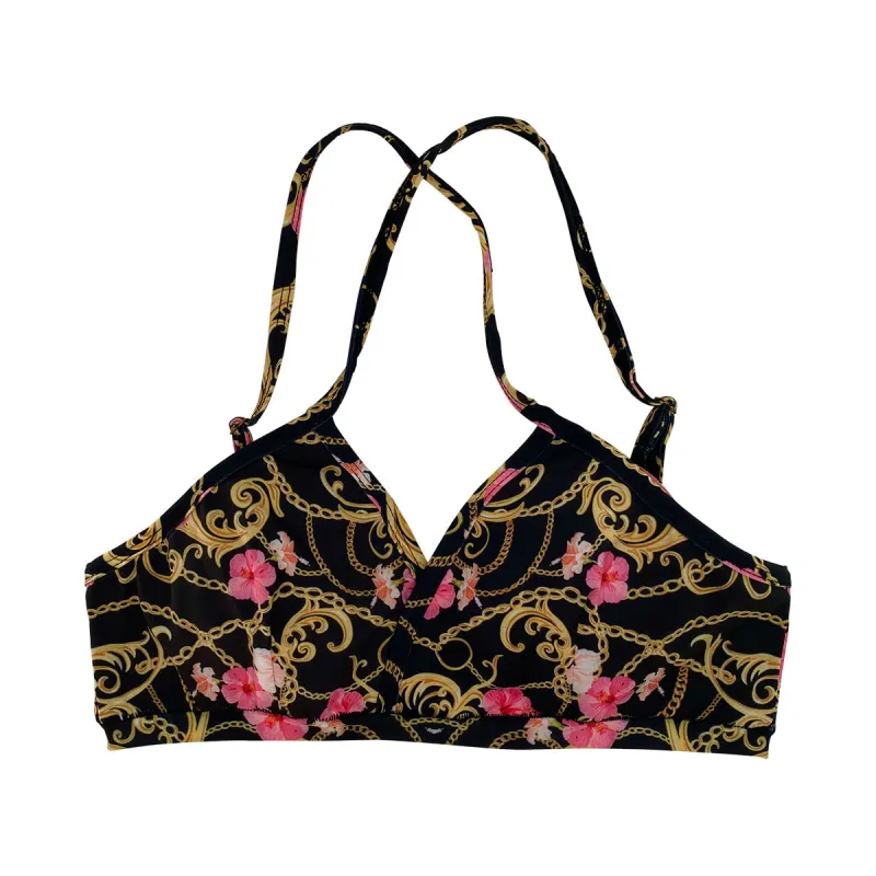 Flower Gold Chain Top Cross